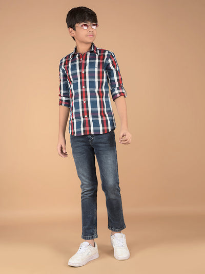 Multi-Color Checked 100% Cotton Shirt-Boys Shirts-Crimsoune Club