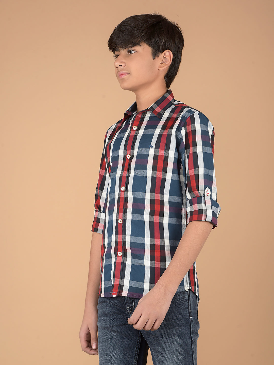Multi-Color Checked 100% Cotton Shirt-Boys Shirts-Crimsoune Club