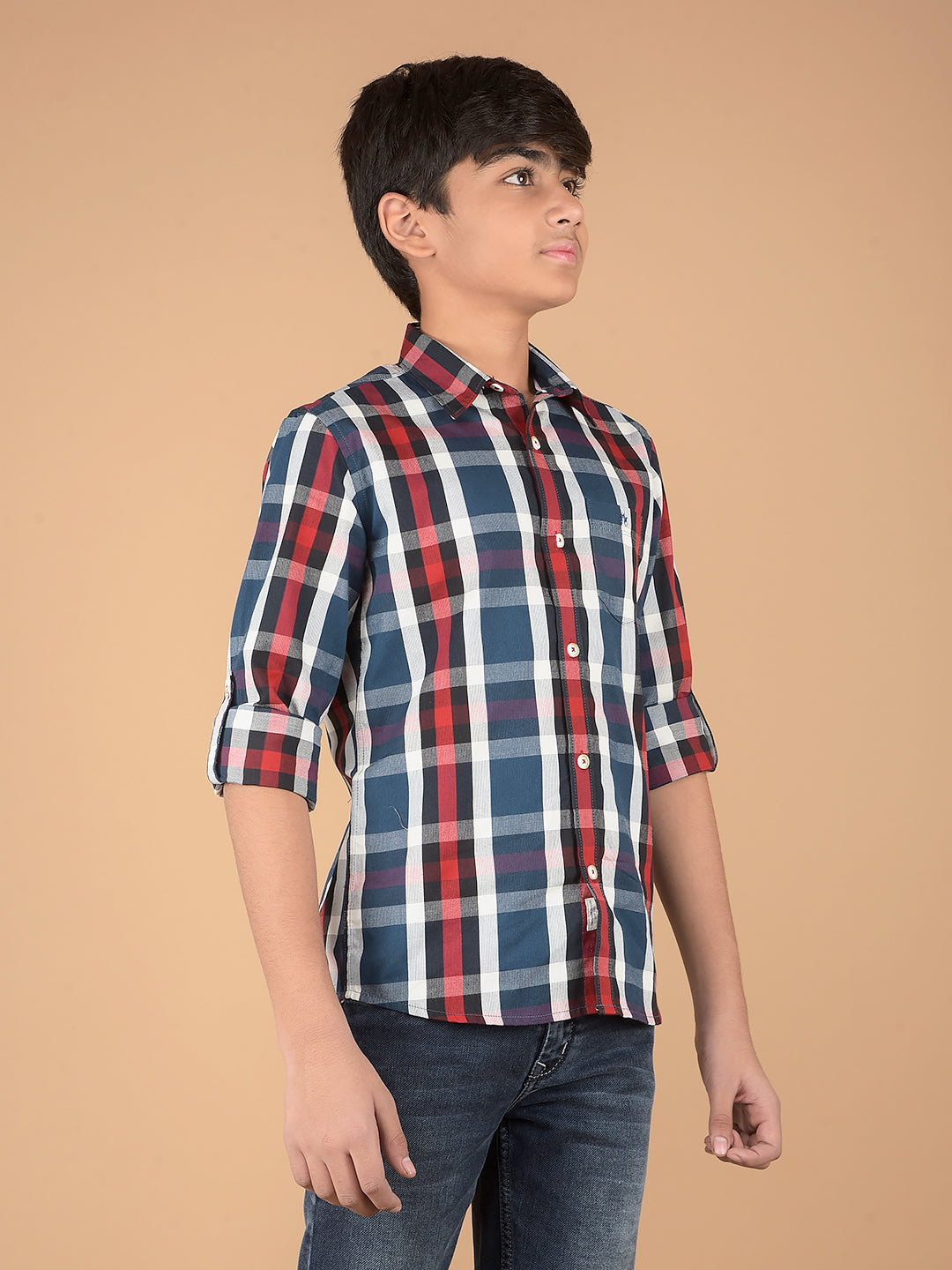 Multi-Color Checked 100% Cotton Shirt-Boys Shirts-Crimsoune Club
