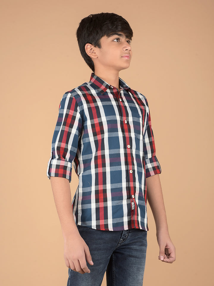 Multi-Color Checked 100% Cotton Shirt-Boys Shirts-Crimsoune Club