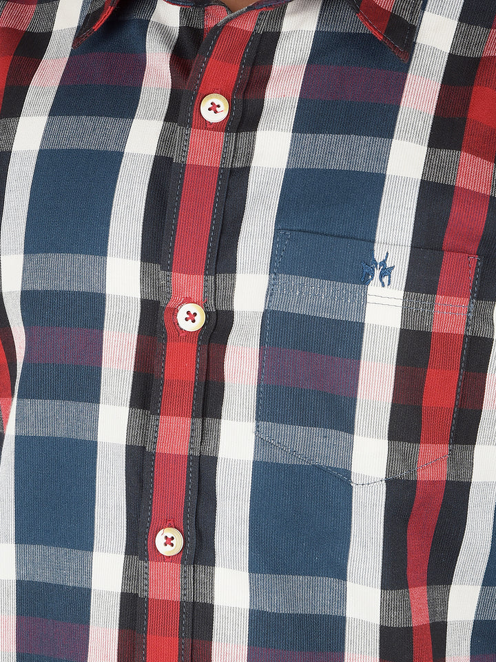 Multi-Color Checked 100% Cotton Shirt-Boys Shirts-Crimsoune Club