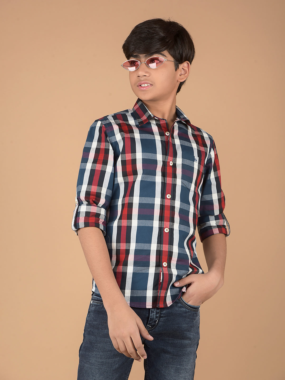 Multi-Color Checked 100% Cotton Shirt-Boys Shirts-Crimsoune Club