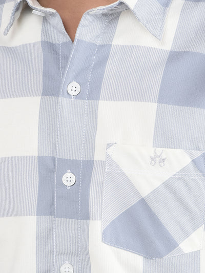 Blue Checked Button Down Collar Shirt-Boys Shirts-Crimsoune Club