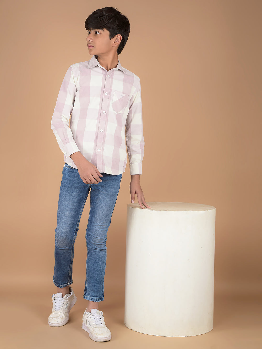 Pink Checked Knitted Shirt-Boys Shirts-Crimsoune Club