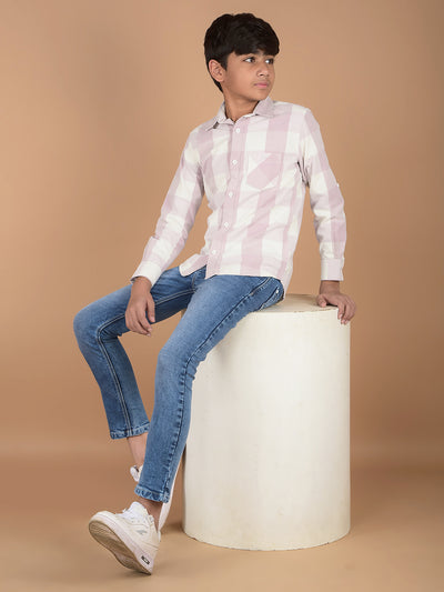 Pink Checked Knitted Shirt-Boys Shirts-Crimsoune Club