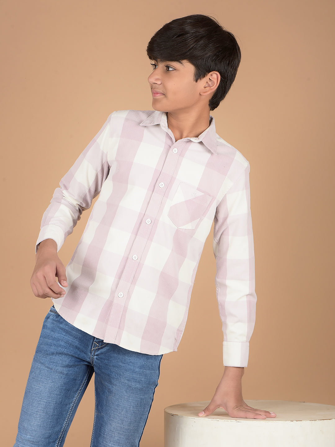 Pink Checked Knitted Shirt-Boys Shirts-Crimsoune Club