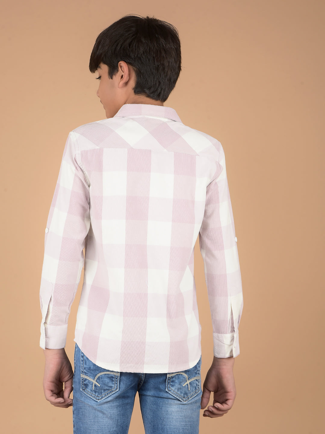 Pink Checked Knitted Shirt-Boys Shirts-Crimsoune Club