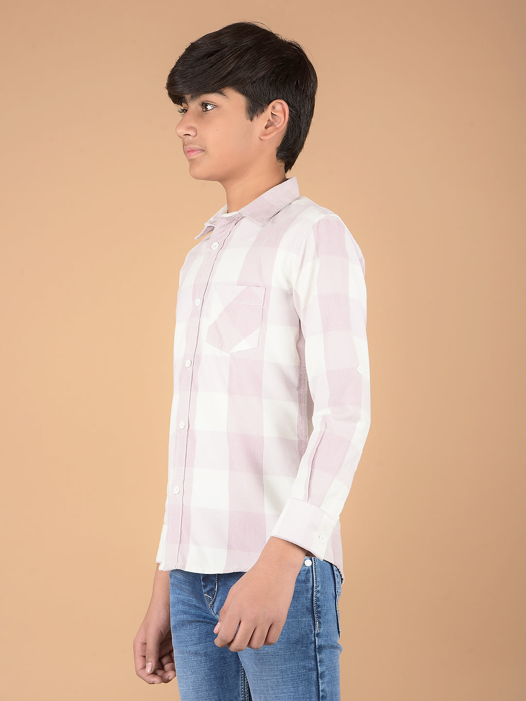 Pink Checked Knitted Shirt-Boys Shirts-Crimsoune Club