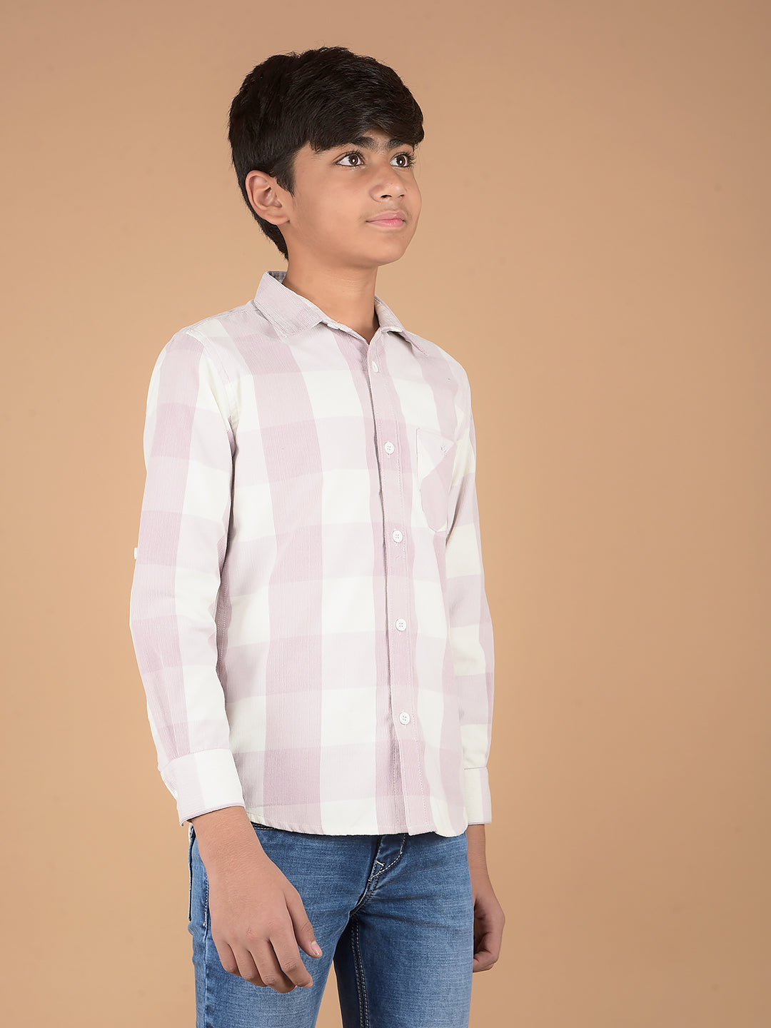 Pink Checked Knitted Shirt-Boys Shirts-Crimsoune Club