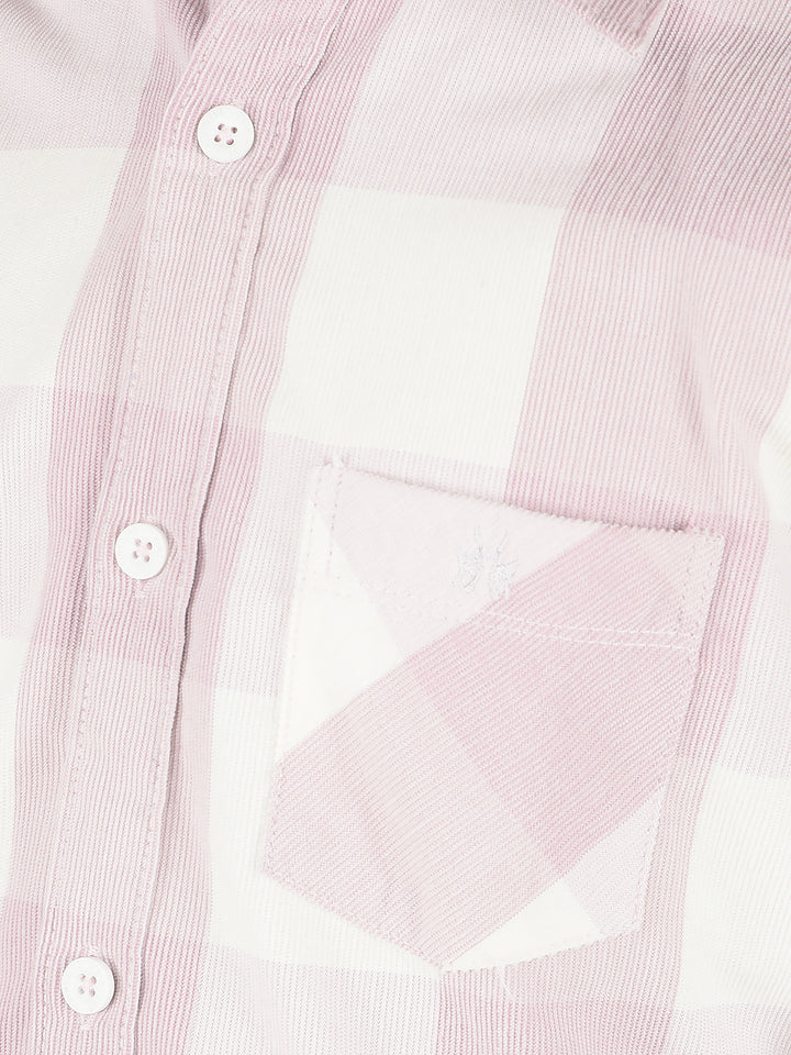 Pink Checked Knitted Shirt-Boys Shirts-Crimsoune Club