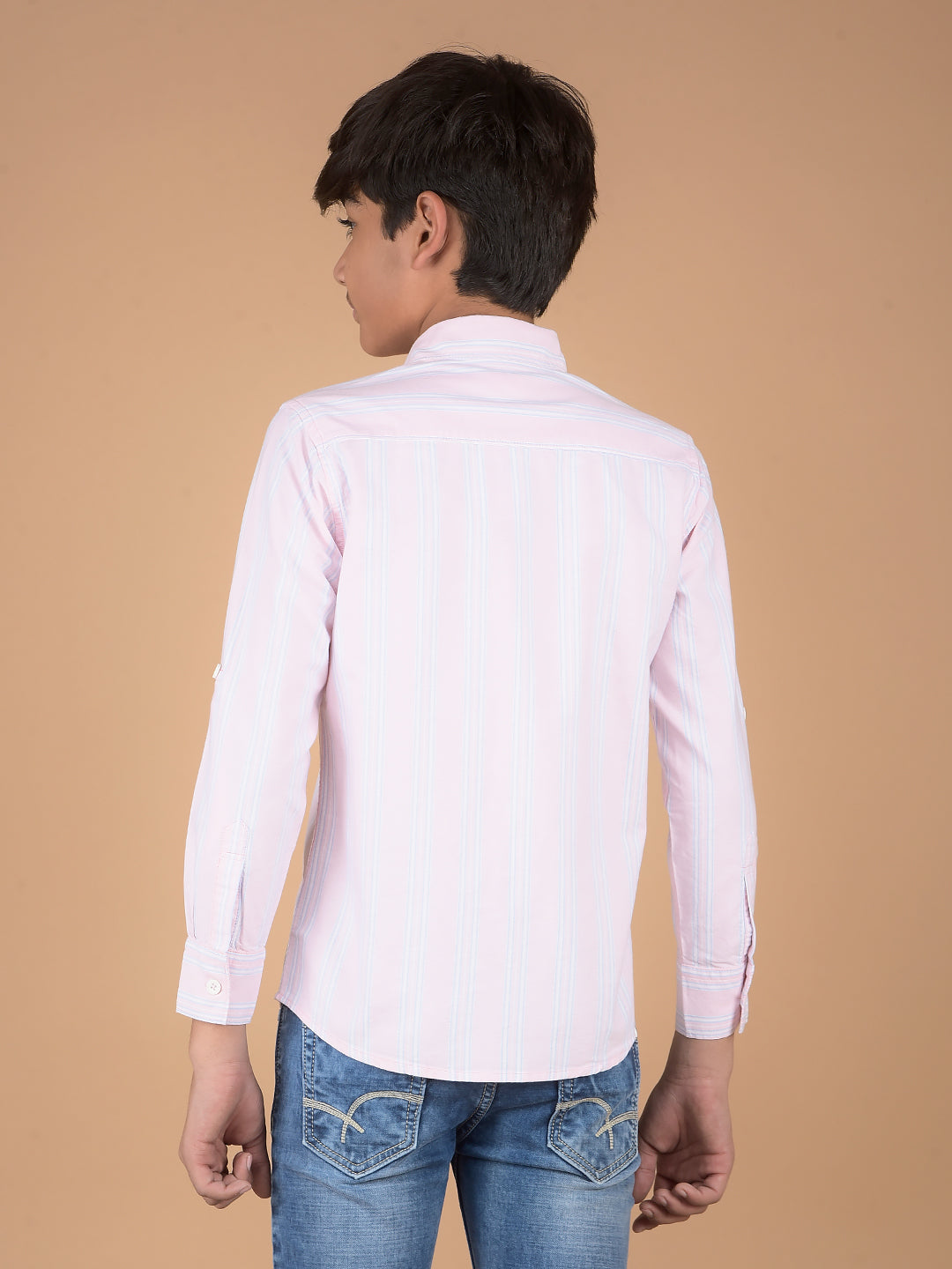 Pink Vertical Stripes 100% Cotton Shirt-Boys Shirts-Crimsoune Club