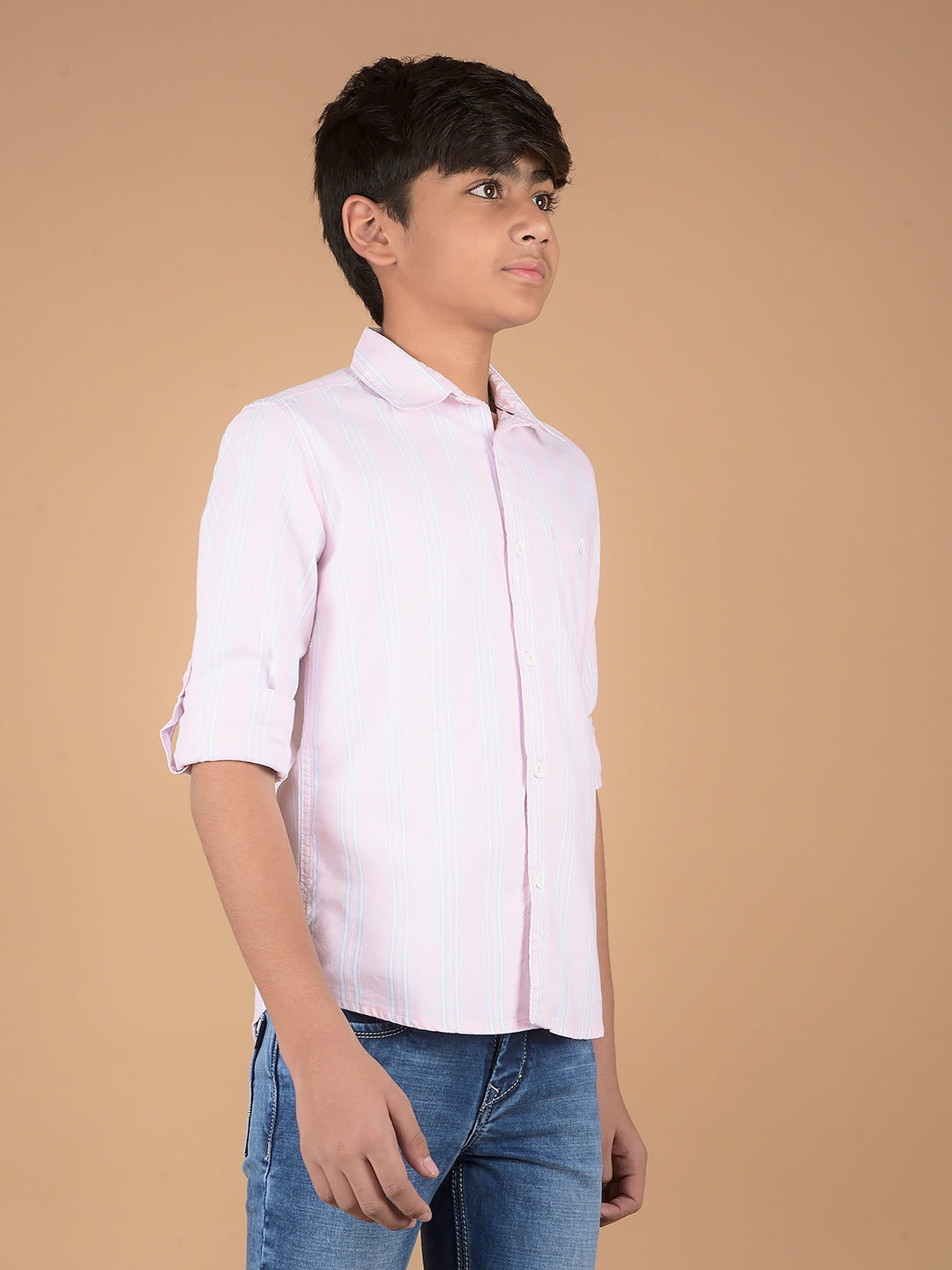 Pink Vertical Stripes 100% Cotton Shirt-Boys Shirts-Crimsoune Club