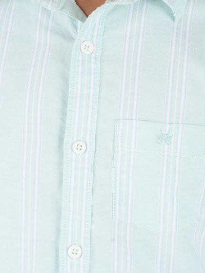 Green Vertical Stripes 100% Cotton Shirt-Boys Shirts-Crimsoune Club