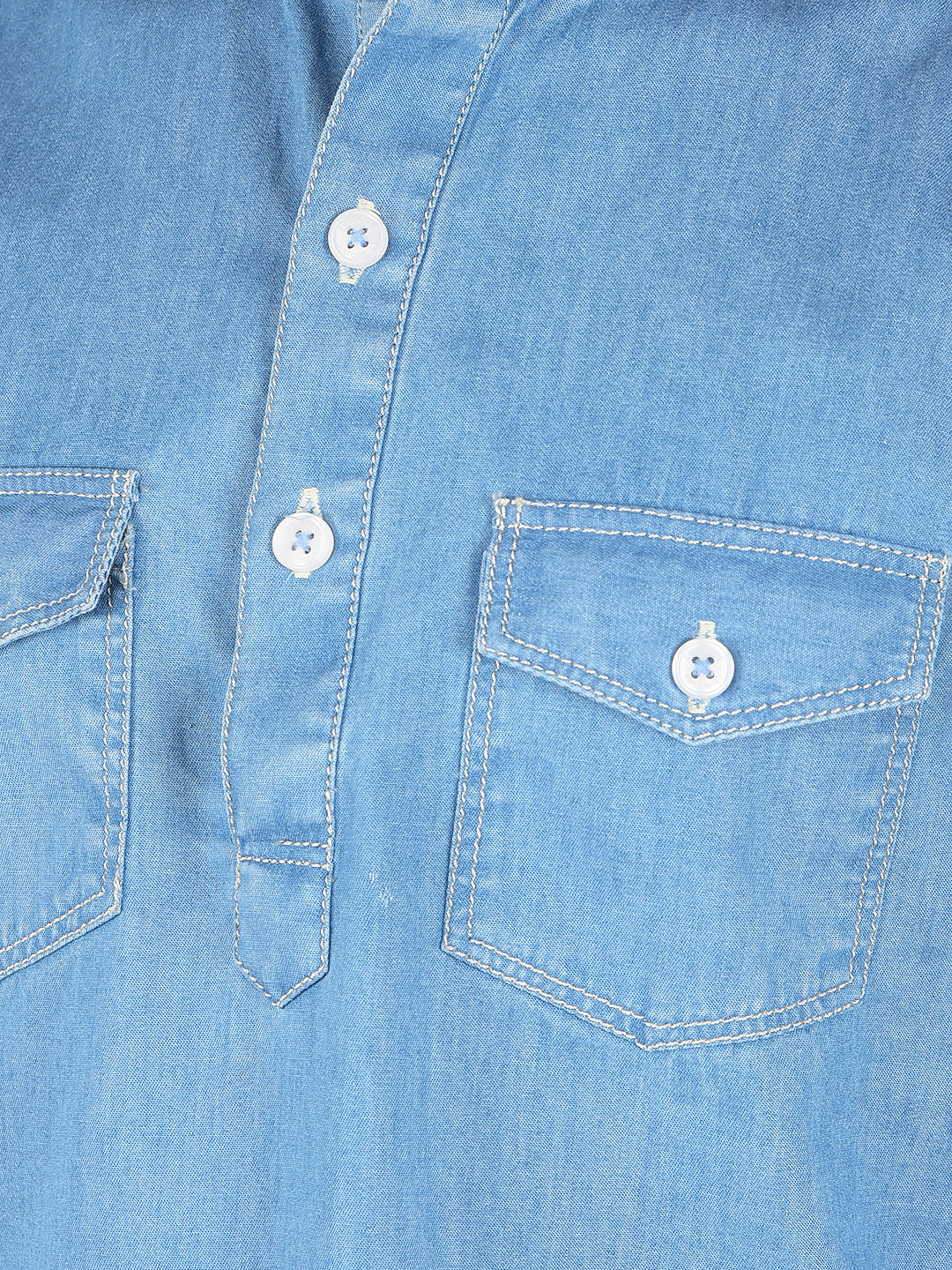 Blue 100% Cotton Denim Kurta-Boys Kurtas-Crimsoune Club