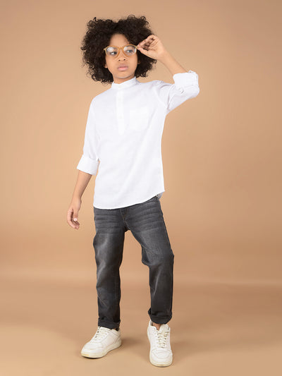 White Linen Kurta-Boys Kurtas-Crimsoune Club