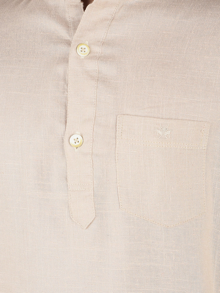 Beige Linen Kurta-Boys Kurtas-Crimsoune Club