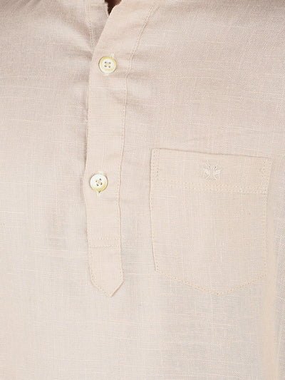Beige Linen Kurta-Boys Kurtas-Crimsoune Club