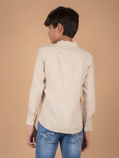 Beige Linen Kurta-Boys Kurtas-Crimsoune Club