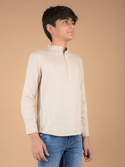 Beige Linen Kurta-Boys Kurtas-Crimsoune Club