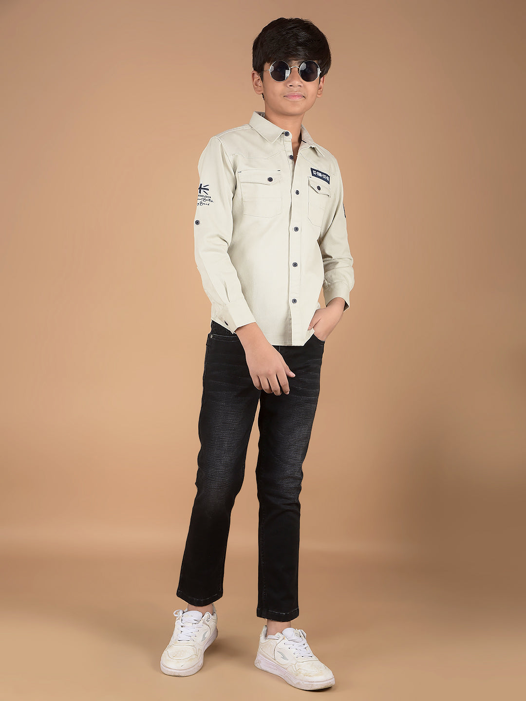 Cream Shirt-Boys Shirts-Crimsoune Club