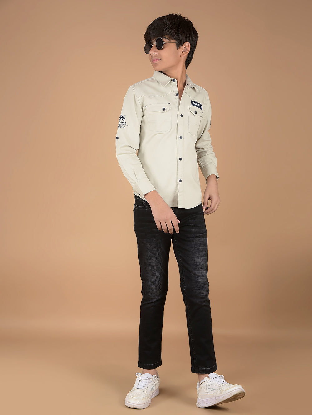 Cream Shirt-Boys Shirts-Crimsoune Club