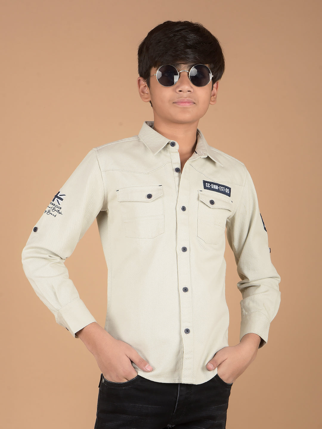 Cream Shirt-Boys Shirts-Crimsoune Club
