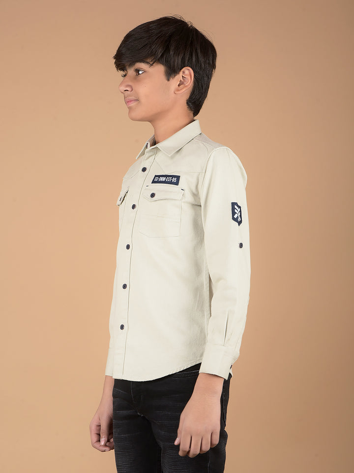 Cream Shirt-Boys Shirts-Crimsoune Club