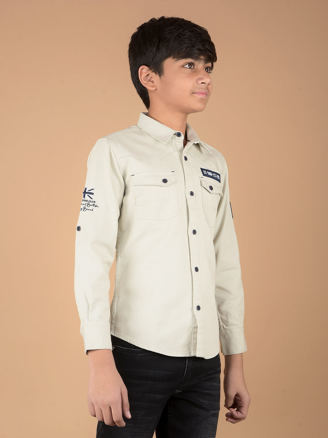 Cream Shirt-Boys Shirts-Crimsoune Club