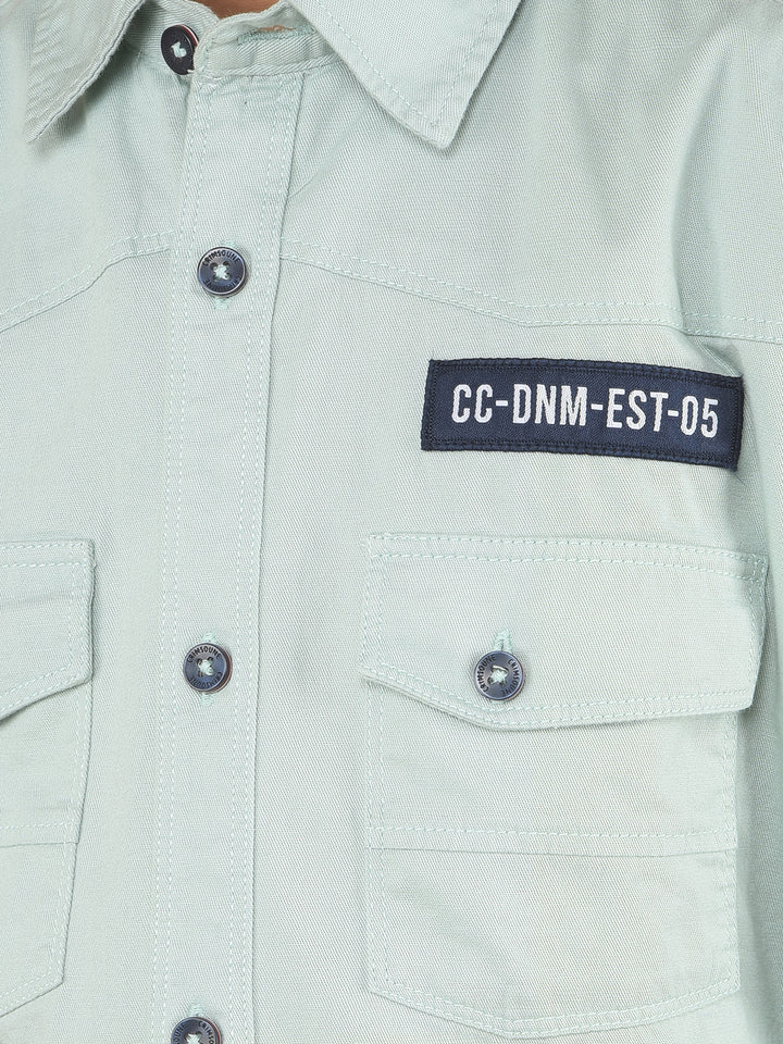 Green Double Pocket Shirt-Boy Shirts-Crimsoune Club