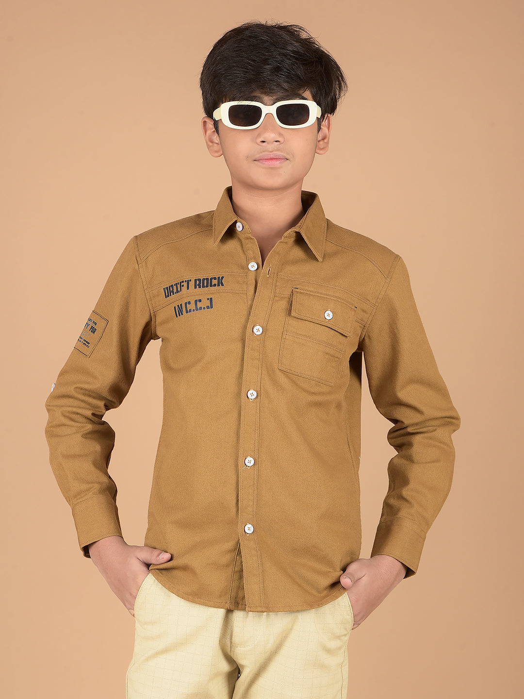 Mustard Shirt-Boys Shirts-Crimsoune Club