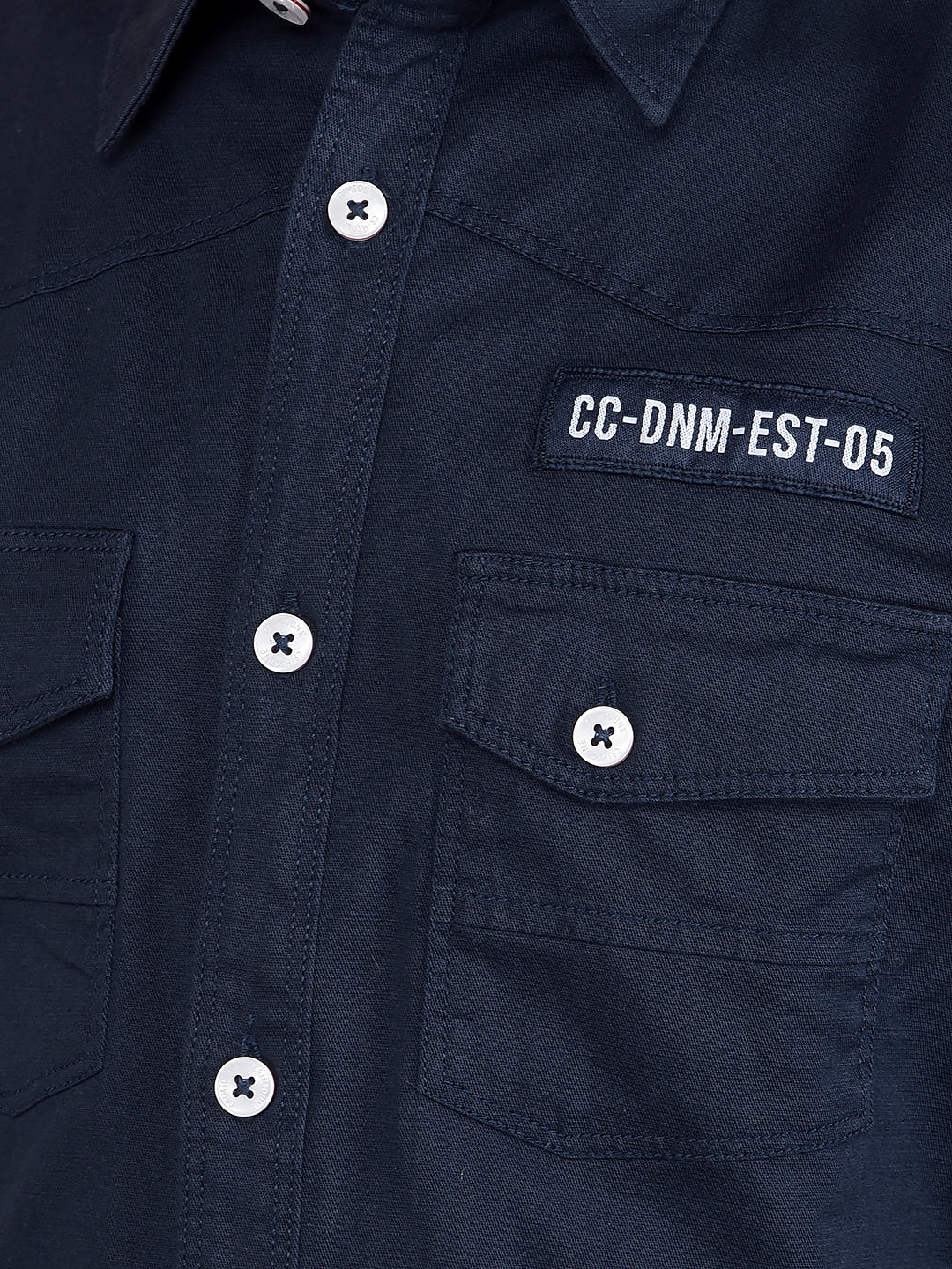 Navy Blue Button Down Collar Shirt-Boys Shirts-Crimsoune Club