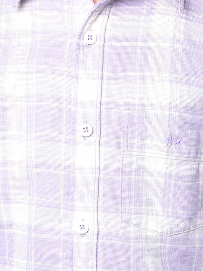 Purple Checked 100% Cotton Shirt-Boys Shirts-Crimsoune Club