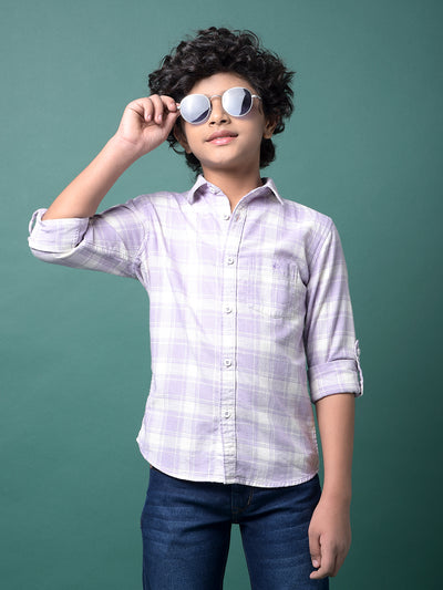 Purple Checked 100% Cotton Shirt-Boys Shirts-Crimsoune Club
