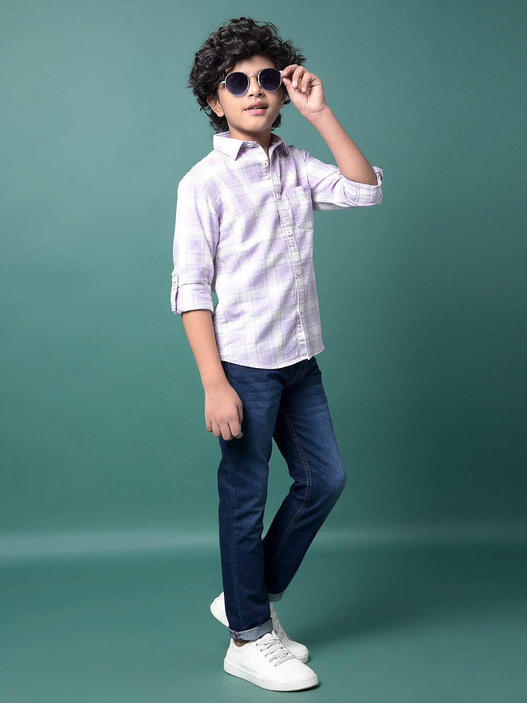 Purple Checked 100% Cotton Shirt-Boys Shirts-Crimsoune Club