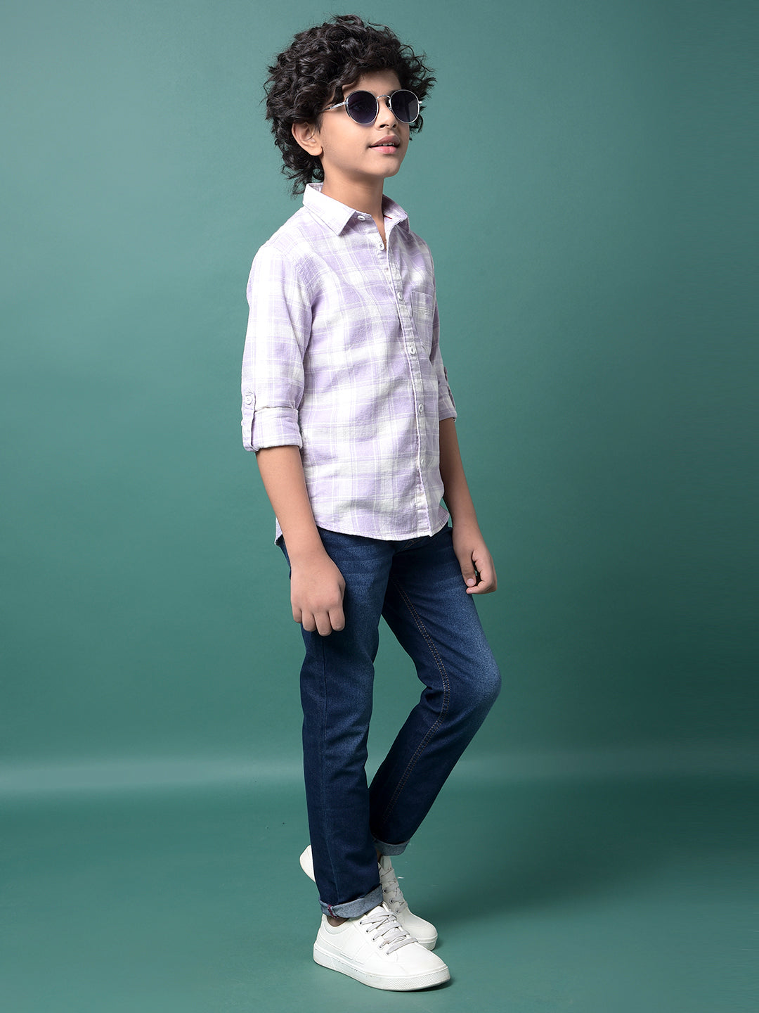 Purple Checked 100% Cotton Shirt-Boys Shirts-Crimsoune Club