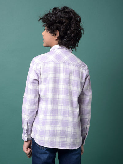 Purple Checked 100% Cotton Shirt-Boys Shirts-Crimsoune Club