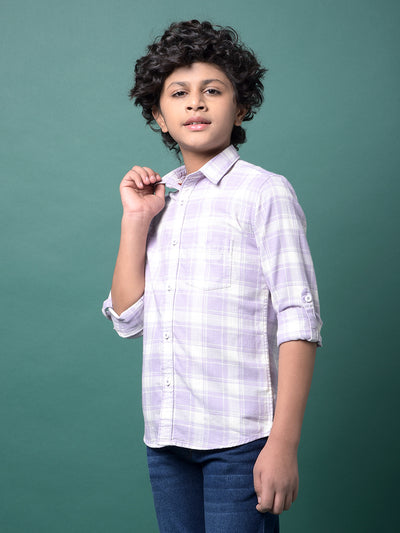 Purple Checked 100% Cotton Shirt-Boys Shirts-Crimsoune Club