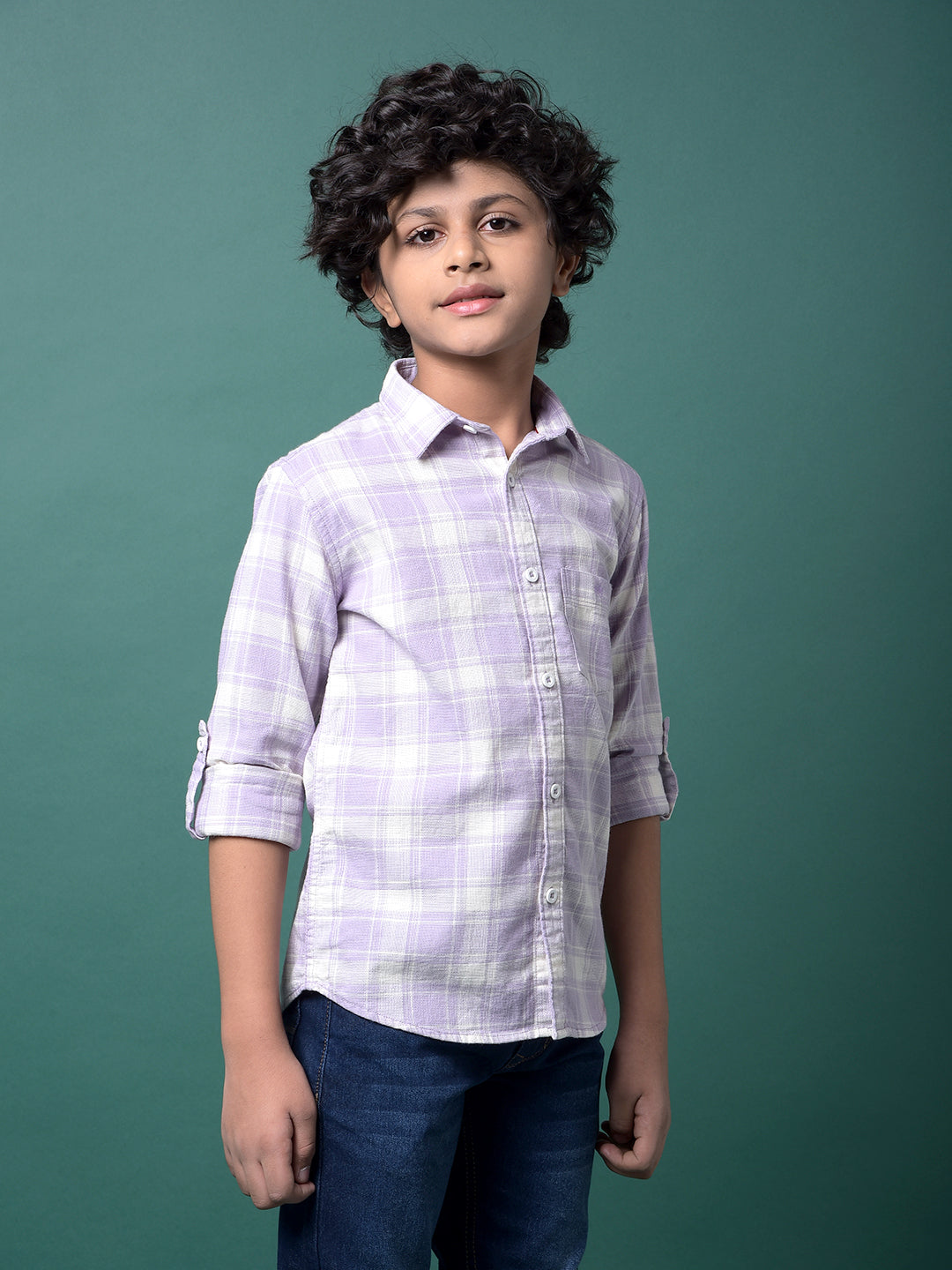 Purple Checked 100% Cotton Shirt-Boys Shirts-Crimsoune Club
