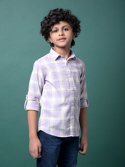 Purple Checked 100% Cotton Shirt-Boys Shirts-Crimsoune Club