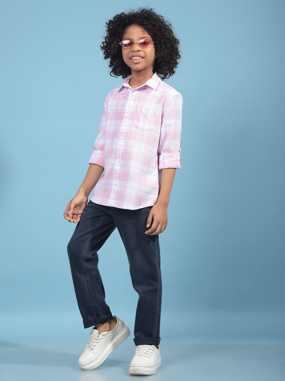 Pink Checked 100% Cotton Shirt-Boys Shirts-Crimsoune Club