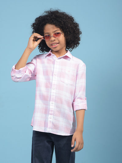 Pink Checked 100% Cotton Shirt-Boys Shirts-Crimsoune Club