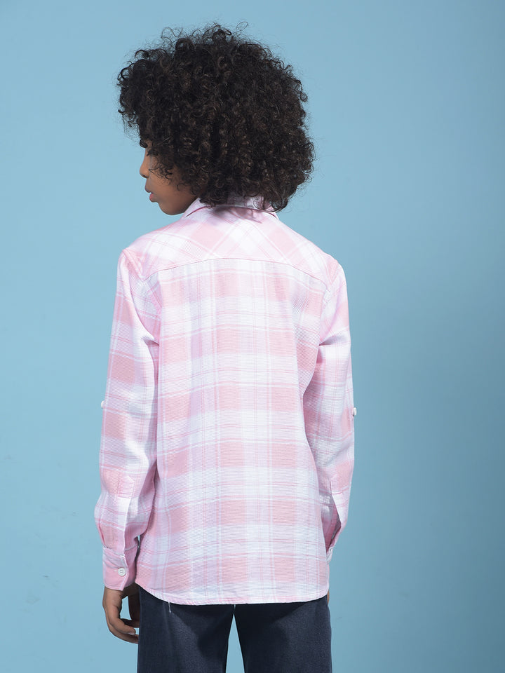 Pink Checked 100% Cotton Shirt-Boys Shirts-Crimsoune Club