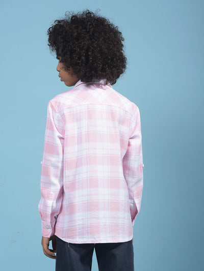 Pink Checked 100% Cotton Shirt-Boys Shirts-Crimsoune Club