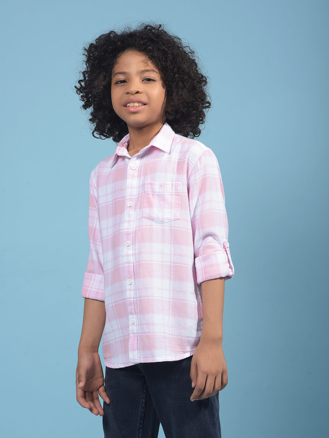 Pink Checked 100% Cotton Shirt-Boys Shirts-Crimsoune Club