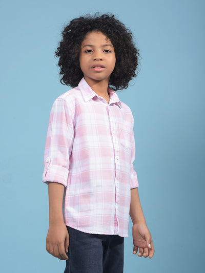 Pink Checked 100% Cotton Shirt-Boys Shirts-Crimsoune Club