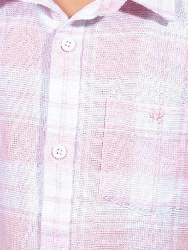 Pink Checked 100% Cotton Shirt-Boys Shirts-Crimsoune Club