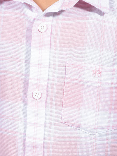 Pink Checked 100% Cotton Shirt-Boys Shirts-Crimsoune Club