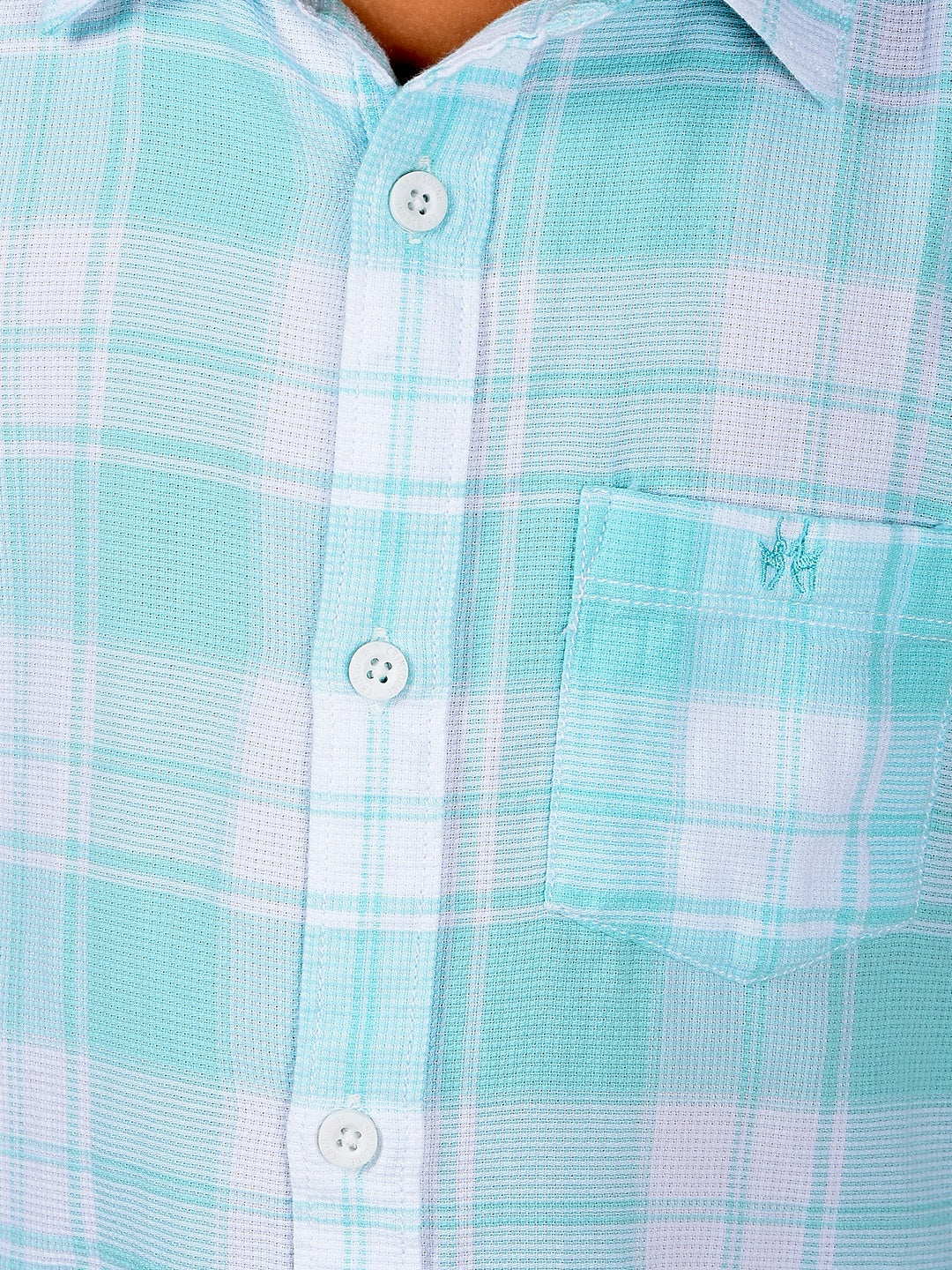 Green Checked 100% Cotton Knitted Shirt-Boys Shirts-Crimsoune Club