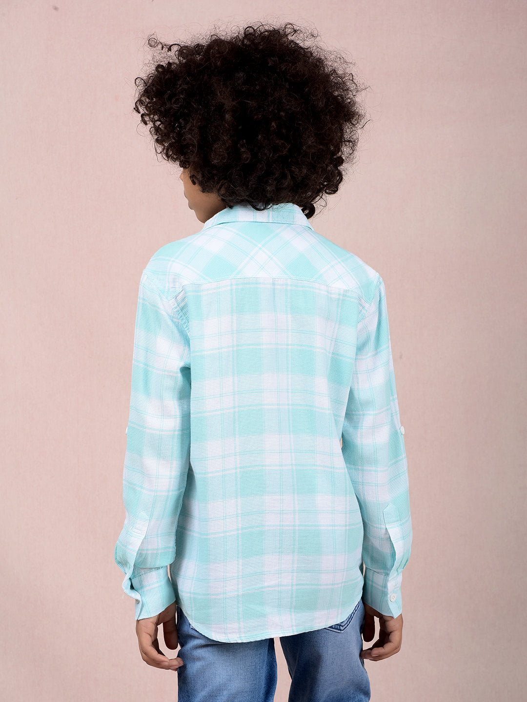 Green Checked 100% Cotton Knitted Shirt-Boys Shirts-Crimsoune Club