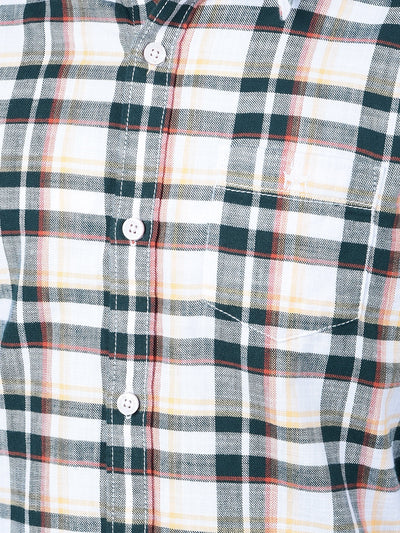 Orange Checked 100% Cotton Button-Down Collar Shirt-Boys Shirts-Crimsoune Club